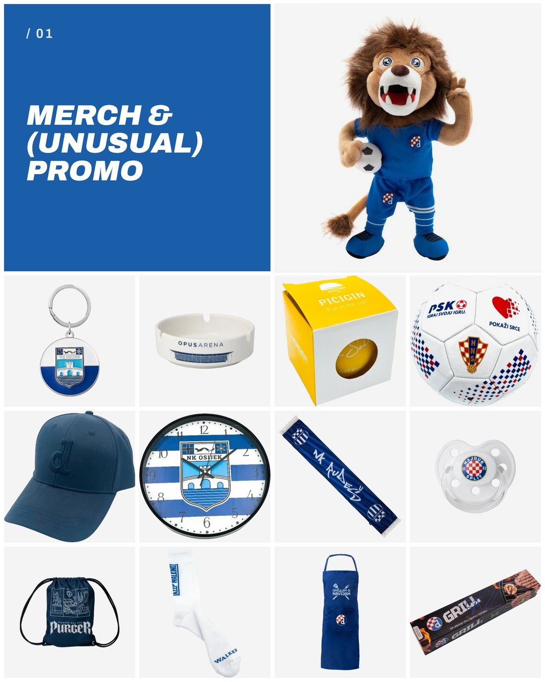 Merch i unusual PROMO program: plišana maskota, navijačka oprema, custom privjesci, satovi i pokloni